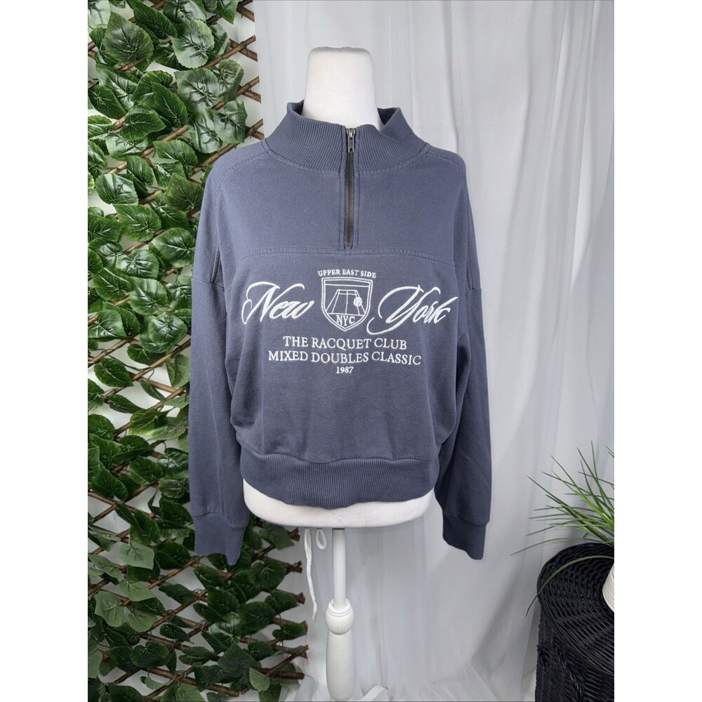 Aeropostale size Medium New York Racquet Club Quarter-Zip Sweatshirt relaxed fit